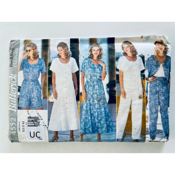 Vintage 90s Butterick 4552 Top Skirt Shorts Pants Sewing Pattern Sz XS-M UNCUT - Picture 1 of 2